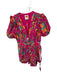 Farm Rio Size S Hot Pink & Multi Viscose Short Balloon Sleeve Button Up Romper Hot Pink & Multi / S