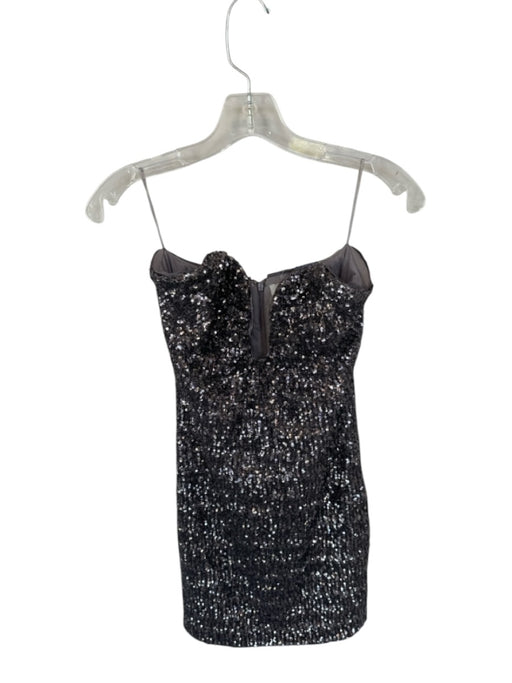 ASTR Size S Graphite Polyester Sequin Strapless Plunge Neck Zip Back Dress Graphite / S