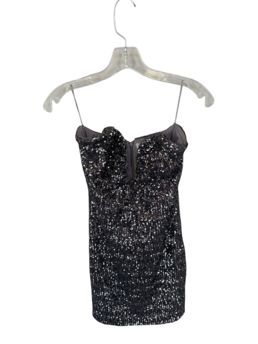 ASTR Size S Graphite Polyester Sequin Strapless Plunge Neck Zip Back Dress Graphite / S
