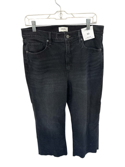 Loft Size 30/10 Black Cotton Blend Wide Leg High Rise Raw Hem Button Fly Jeans Black / 30/10