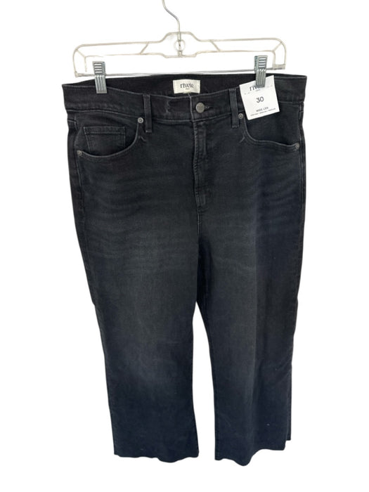 Loft Size 30/10 Black Cotton Blend Wide Leg High Rise Raw Hem Button Fly Jeans Black / 30/10