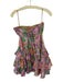 Love The Label Size M Pink & Green Cotton Floral Ruffle corset Strapless Dress Pink & Green / M
