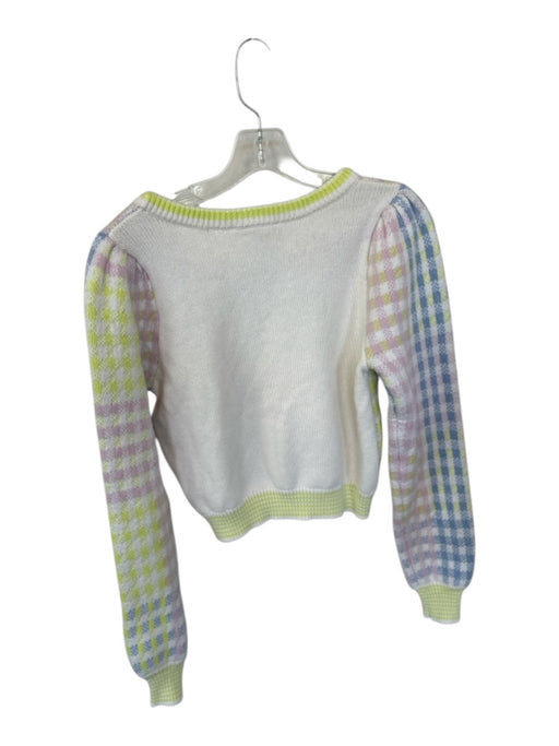 Loveshackfancy Size M Pastel Multi Nylon Blend Gingham Balloon Sleeve Sweater Pastel Multi / M