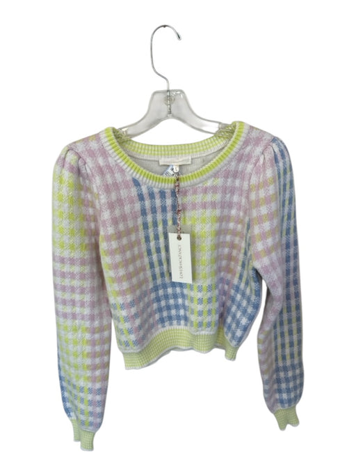 Loveshackfancy Size M Pastel Multi Nylon Blend Gingham Balloon Sleeve Sweater Pastel Multi / M