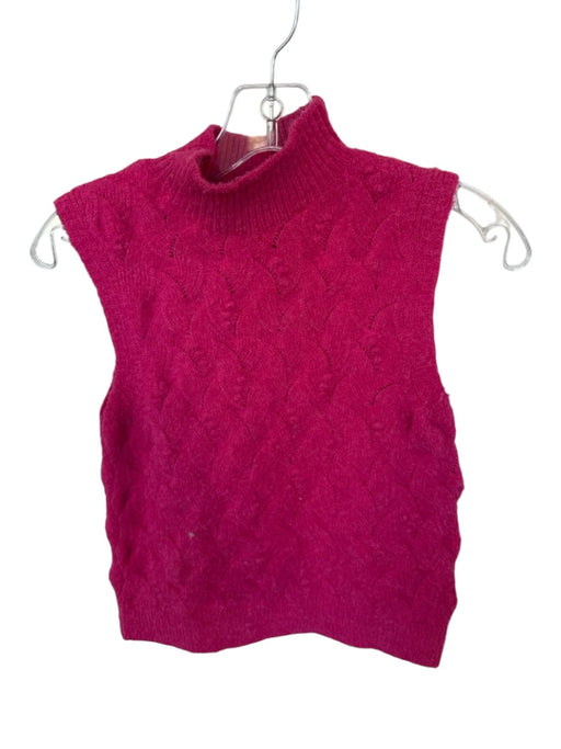 Kerisma Size S/M Magenta Recycled Polyester Blend Knit Sleeveless Mock Neck Top Magenta / S/M