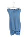 Miss Rosier Size M Baby Blue Terylene Embroidered Flowers Back Zip Midi Gown Baby Blue / M