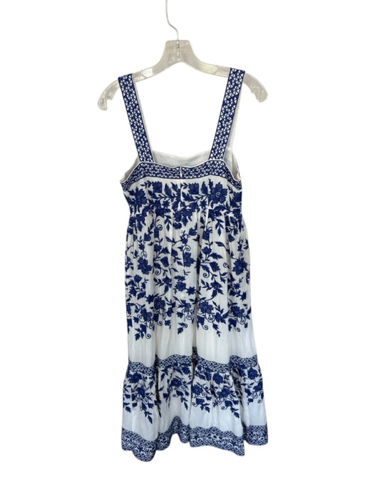 Antonio Melani Size 4 White & Royal Blue Print Rayon & Polyester Botanical Dress White & Royal Blue Print / 4