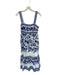 Antonio Melani Size 4 White & Royal Blue Print Rayon & Polyester Botanical Dress White & Royal Blue Print / 4