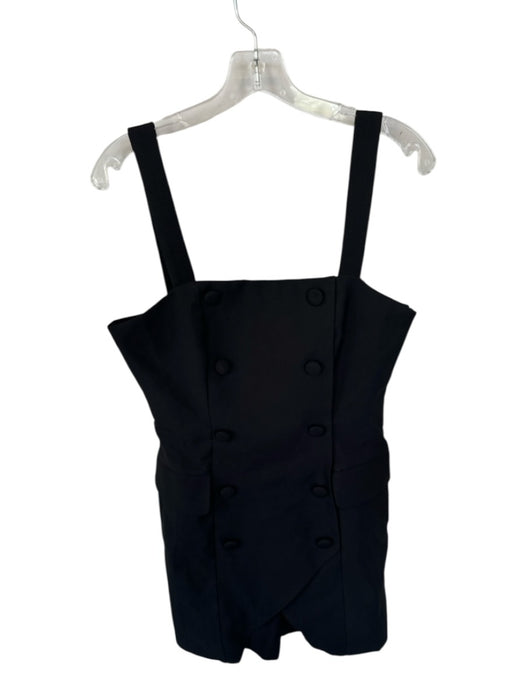 Hutch Size 8 Black Polyester Blend Double Button Sleeveless Front Pockets Romper Black / 8