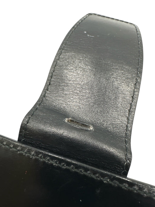 Celine Black Leather Silvertone hardware Clutch Black
