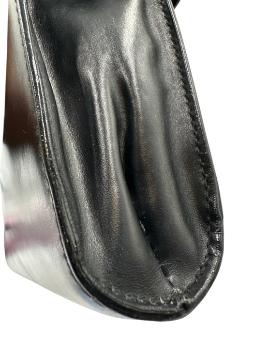 Celine Black Leather Silvertone hardware Clutch Black