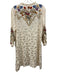 Johnny Was Size Small Cream & Multi Viscose Blend Long Sleeve Horses Dress Cream & Multi / Small