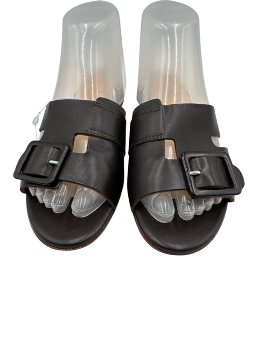 Clorinda Antinori Shoe Size 38 Dark Brown Leather open toe Buckle Mule Sandals Dark Brown / 38
