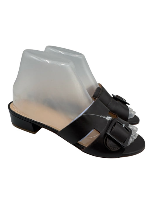 Clorinda Antinori Shoe Size 38 Dark Brown Leather open toe Buckle Mule Sandals Dark Brown / 38