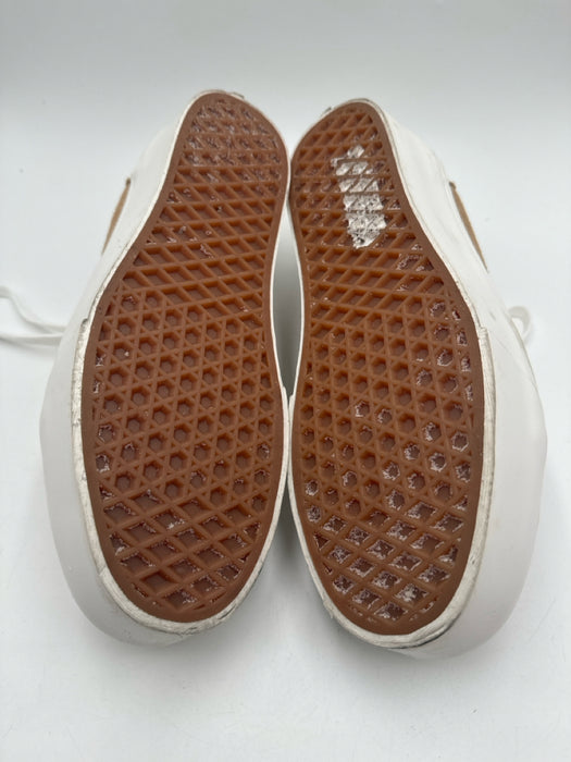 Vans Shoe Size 8.5 Brown & White Suede Platform Low Top Laces Sneakers