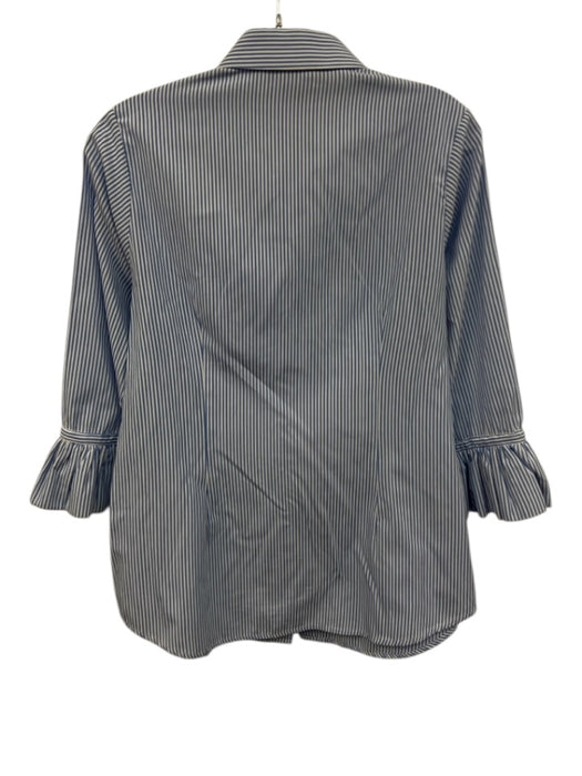 Gretchen Scott Size M Blue & White Polyester & Cotton Long Sleeve Stripe Top Blue & White / M