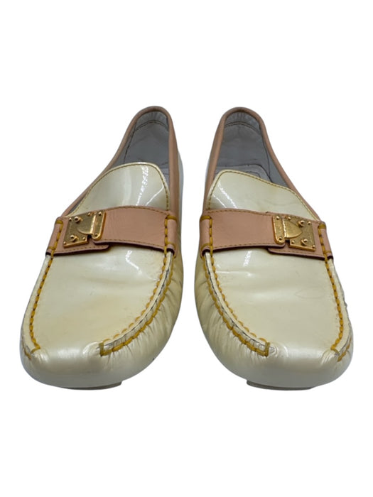 Louis Vuitton Shoe Size 38.5 Cream & pink Patent Leather Driver Loafers Cream & pink / 38.5
