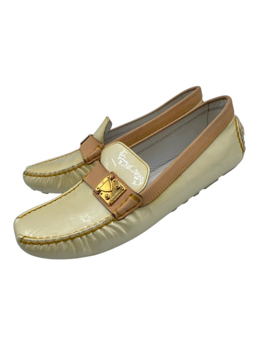 Louis Vuitton Shoe Size 38.5 Cream & pink Patent Leather Driver Loafers Cream & pink / 38.5