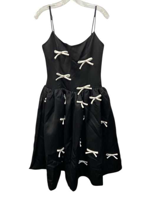 Elliatt Size S Black Polyester Zip Back 3D Bows A Line Skirt Satin Dress Black / S