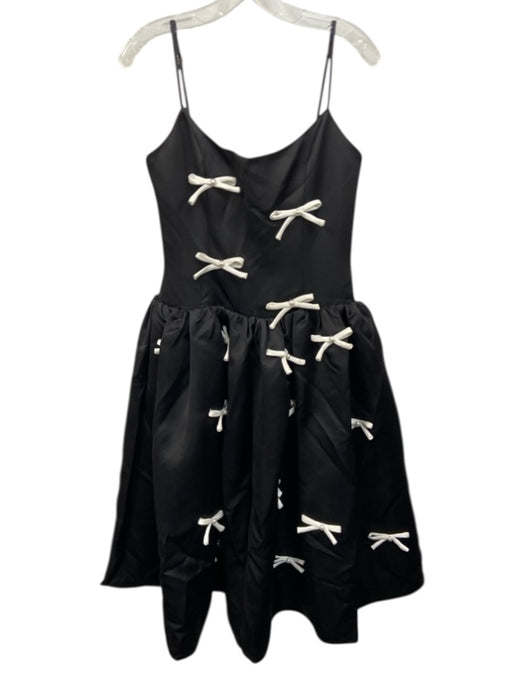 Elliatt Size S Black Polyester Zip Back 3D Bows A Line Skirt Satin Dress Black / S