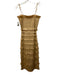 V. Chapman Size 6 Tan Poly Blend Tie Belt Tie Shoulder Maxi Ruffles Dress Tan / 6