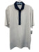 Greyson Size M White & Blue Polyester All Over Print Polo Men's Short Sleeve White & Blue / M