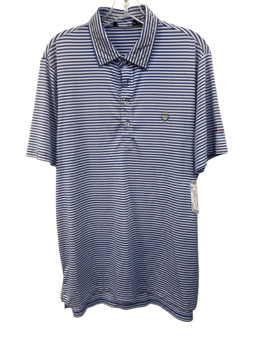 RLX AS IS Size L Blue & White Striped Polo Men's Short Sleeve Blue & White / L