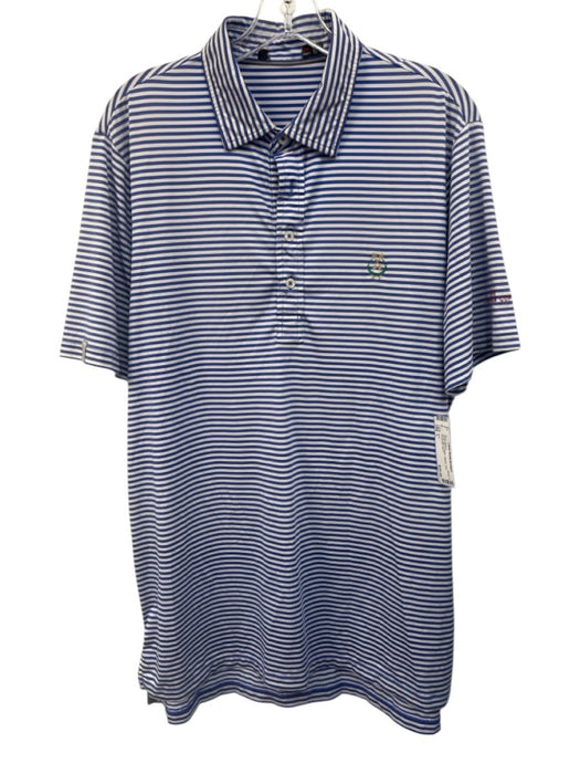 RLX AS IS Size L Blue & White Striped Polo Men's Short Sleeve Blue & White / L