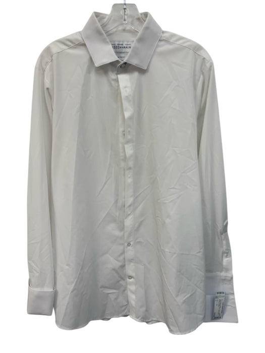 Mizzen + Main Size L White Polyester Solid Button Down Men's Long Sleeve Shirt White / L