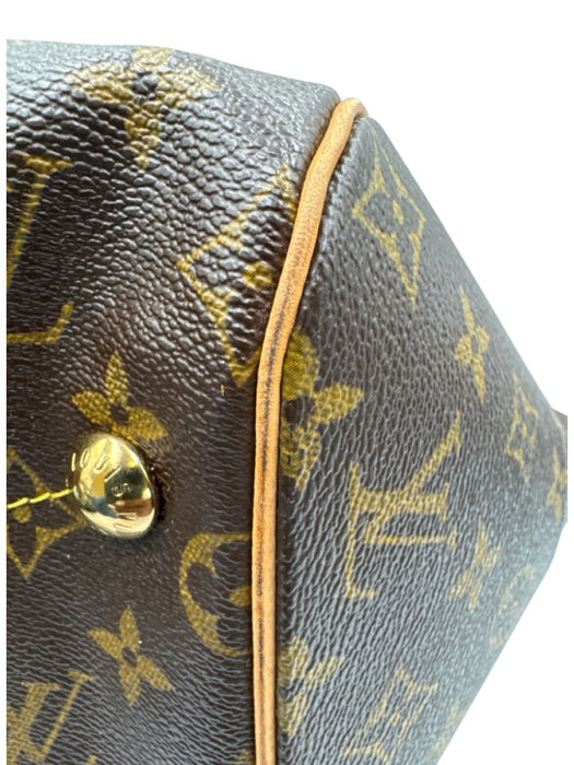 Louis Vuitton Brown & Beige Leather Monogram Top Handle Bag Brown & Beige / M