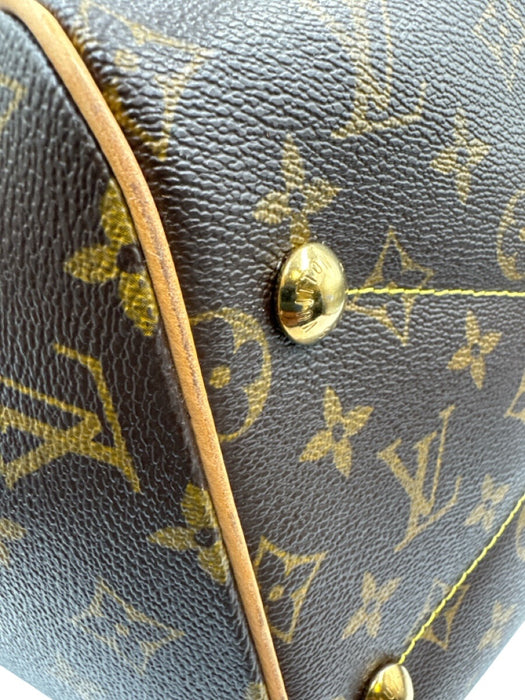Louis Vuitton Brown & Beige Leather Monogram Top Handle Bag Brown & Beige / M