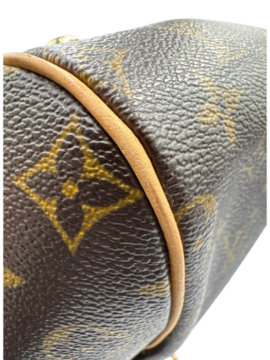 Louis Vuitton Brown & Beige Leather Monogram Top Handle Bag Brown & Beige / M