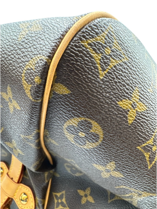 Louis Vuitton Brown & Beige Leather Monogram Top Handle Bag Brown & Beige / M