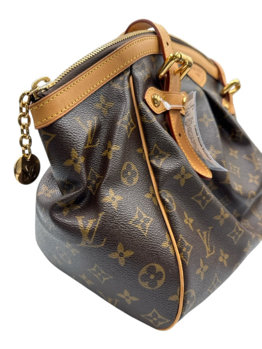 Louis Vuitton Brown & Beige Leather Monogram Top Handle Bag Brown & Beige / M