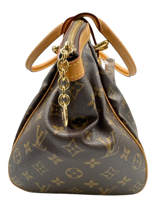 Louis Vuitton Brown & Beige Leather Monogram Top Handle Bag Brown & Beige / M
