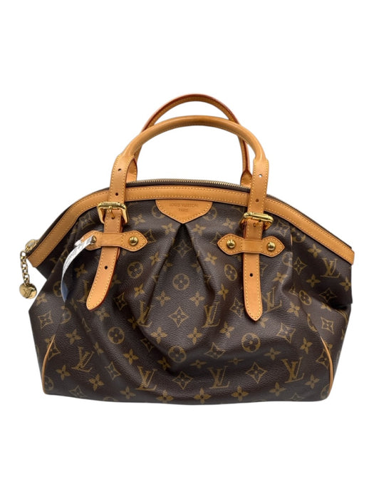 Louis Vuitton Brown & Beige Leather Monogram Top Handle Bag Brown & Beige / M