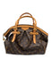 Louis Vuitton Brown & Beige Leather Monogram Top Handle Bag Brown & Beige / M