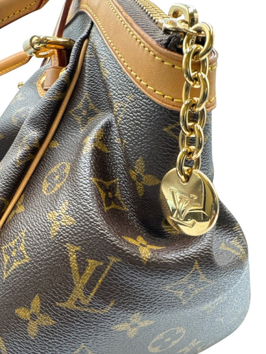 Louis Vuitton Brown & Beige Leather Monogram Top Handle Bag Brown & Beige / M