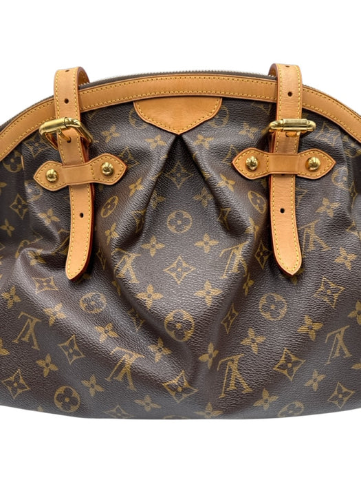 Louis Vuitton Brown & Beige Leather Monogram Top Handle Bag Brown & Beige / M