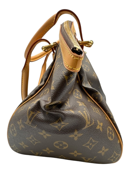 Louis Vuitton Brown & Beige Leather Monogram Top Handle Bag Brown & Beige / M