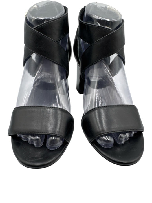 Tory Burch Shoe Size 7M Black Leather open toe Block Heel Buckle Ankle Sandals Black / 7M
