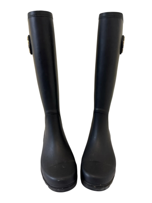 Tory Burch Shoe Size 7M Black Rubber Rain Boots Logo Textile Lining Boots Black / 7M