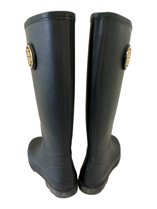 Tory Burch Shoe Size 7M Black Rubber Rain Boots Logo Textile Lining Boots Black / 7M