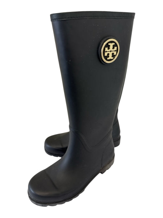 Tory Burch Shoe Size 7M Black Rubber Rain Boots Logo Textile Lining Boots Black / 7M