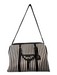 Henri Bendel Black & White No Fabric Tag Coated Leather Stripe Zip Close Bag Black & White / L