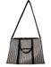 Henri Bendel Black & White No Fabric Tag Coated Leather Stripe Zip Close Bag Black & White / L