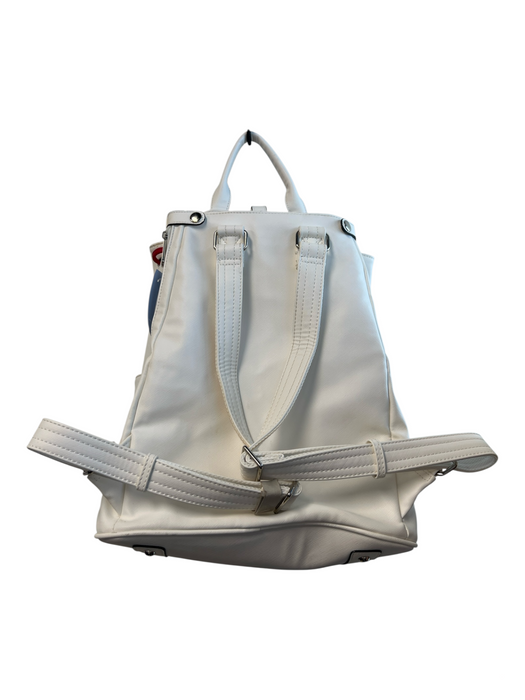 Court Couture White & Pink Coated Leather Silver Hardware Tennis Drawstring Bag White & Pink / L