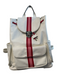 Court Couture White & Pink Coated Leather Silver Hardware Tennis Drawstring Bag White & Pink / L