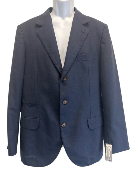 Brunello Cucinelli Like New Blue Wool Blend Solid notched 3 Button Rolled Blazer Blue / 54