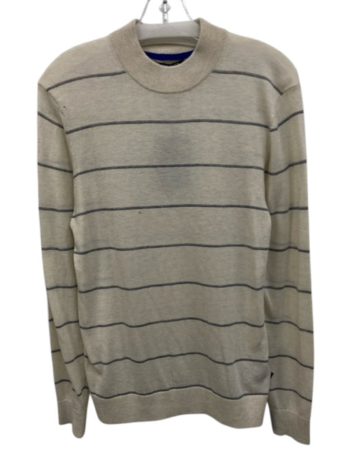 Ted Baker NWT Size 1 Beige & Gray Poly Blend Striped Mock Neck Men's Sweater Beige & Gray / 1